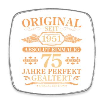 Original seit 1951 Baujahr 75. Geburtstag - Viereckiger Kühlschrankmagnet - Weiß - Vorne