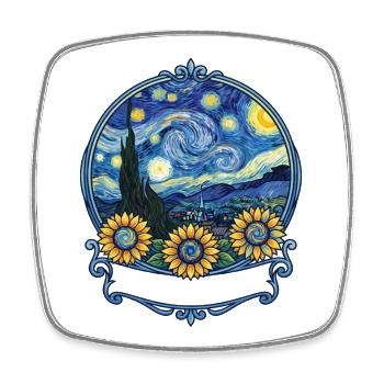 Let it Gogh Funny Vincent Van Gogh Starry Night - Magnet carré - blanc - Devant