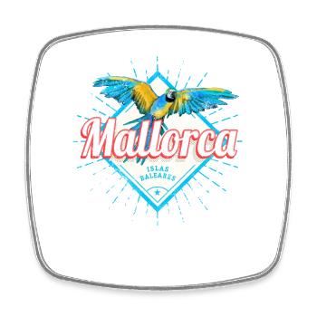 Mallorca Insel der Balearen Retro Papagei Souvenir - Viereckiger Kühlschrankmagnet - Weiß - Vorne