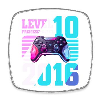 10. Geburtstag Junge Mädchen 2016 Gaming Level 10 - Viereckiger Kühlschrankmagnet - Weiß - Vorne