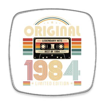 42e anniversaire Gift Man Cassette Best of 1984 - Magnet carré - blanc - Devant