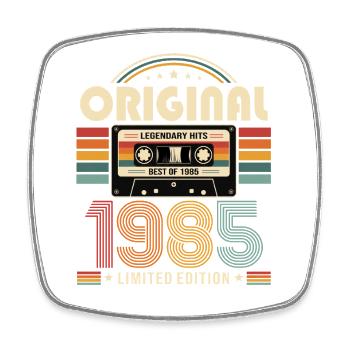 41e anniversaire Gift Man cassette Best of 1985 - Magnet carré - blanc - Devant