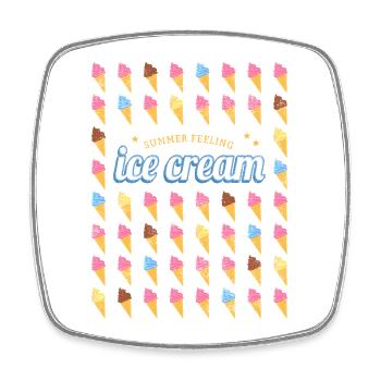 Glace en cornet style gaufre vintage - Magnet carré - blanc - Devant