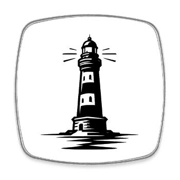 Leuchtturm - Viereckiger Kühlschrankmagnet - Weiß - Vorne