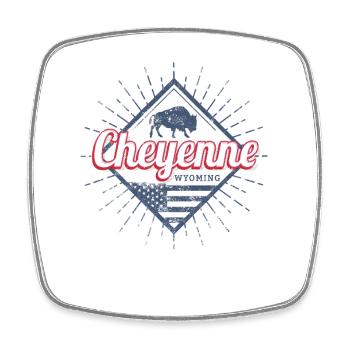 Cheyenne Stadt in Wyoming Vereinigte Staaten USA - Viereckiger Kühlschrankmagnet - Weiß - Vorne