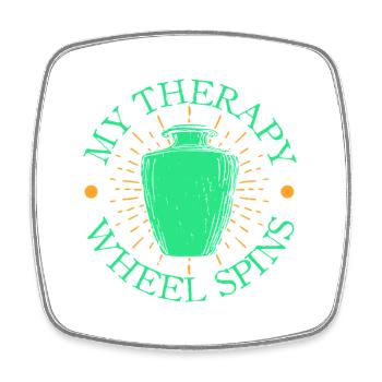 Gifts For Pottery Makers My Therapy Pottery - Square fridge magnet - white - Front