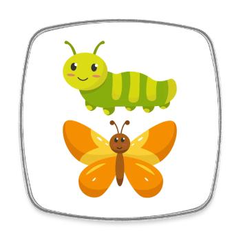 De la chenille au papillon - Magnet carré - blanc - Devant