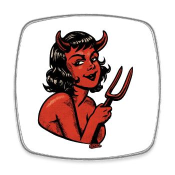 Devil Pinup in Halftone Red - Square fridge magnet - white - Front