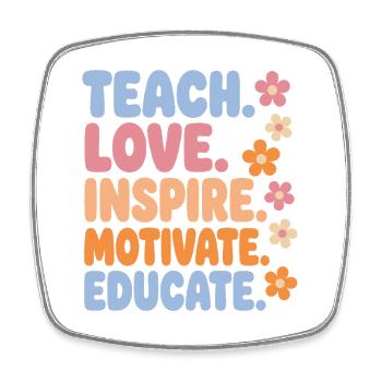 Lehrerin Teach Love Inspire Shirt - Viereckiger Kühlschrankmagnet - Weiß - Vorne