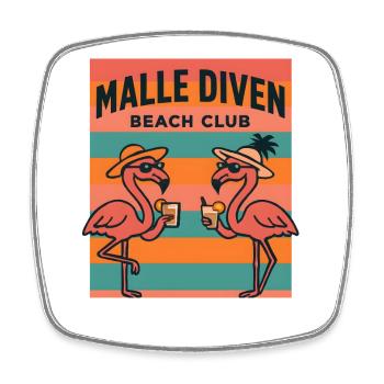 Malle Diven Beach Club Flamingo Mallorca Party  - Viereckiger Kühlschrankmagnet - Weiß - Vorne