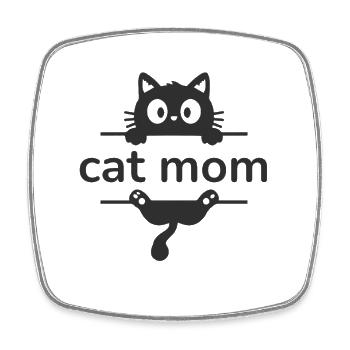 Cat Mom- minimalist cat design - Square fridge magnet - white - Front