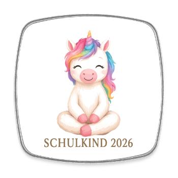 Schulkind 2026 Einhorn Shirt - Viereckiger Kühlschrankmagnet - Weiß - Vorne