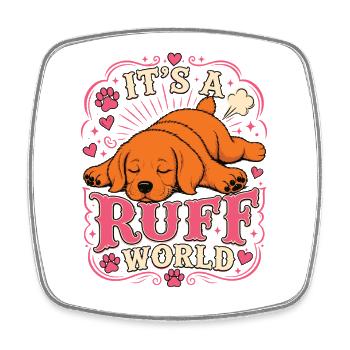 T-shirt de chiot Labrador Ruff World - Magnet carré - blanc - Devant