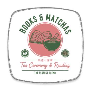 Books And Matchas Tea Ceremony And Reading Matcha - Square fridge magnet - white - Front