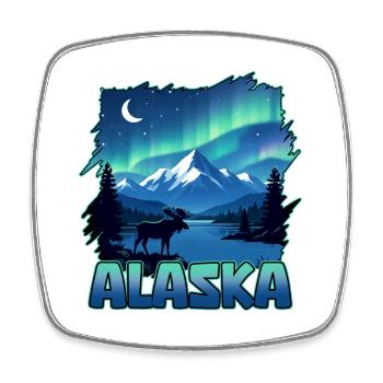 Alaska Lights Aurore borealis Observation de l’Alaskan - Magnet carré - blanc - Devant