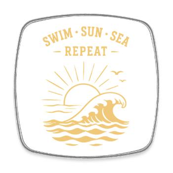 Swim Sun Sea Repeat Summer Waves Ocean - Square fridge magnet - white - Front