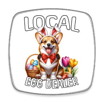 Local Egg Dealer Corgi - Viereckiger Kühlschrankmagnet - Weiß - Vorne