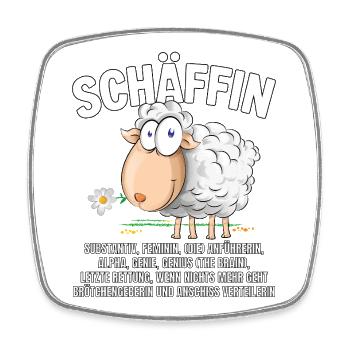 Schäffin - Alpha Schaf mit Sonnenbrille - Viereckiger Kühlschrankmagnet - Weiß - Vorne