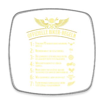 Offizielle Biker Regeln Motorrad Spruch - Viereckiger Kühlschrankmagnet - Weiß - Vorne