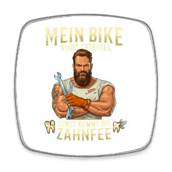 Mein Bike Nicht Anfassen Biker Zahnfee - Viereckiger Kühlschrankmagnet - Weiß - Vorne