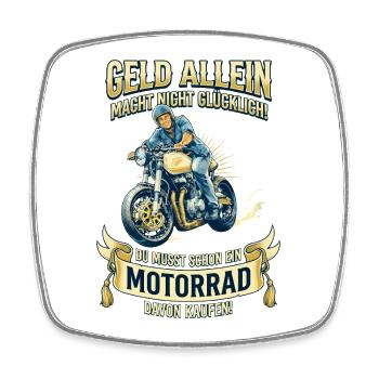 Motorrad Geld Macht Nicht Glücklich Biker Retro - Viereckiger Kühlschrankmagnet - Weiß - Vorne