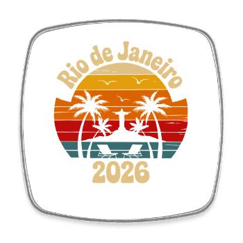 Río de Janeiro 2026 Sonnenuntergang - Viereckiger Kühlschrankmagnet - Weiß - Vorne