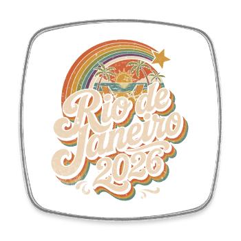 Rio 2026 Retro-Logo - Viereckiger Kühlschrankmagnet - Weiß - Vorne