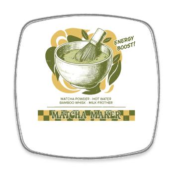 Matcha Maker Energy Boost Matcha Tea Green Tea - Square fridge magnet - white - Front