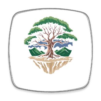Tree Island Circle Landscape - Square fridge magnet - white - Front