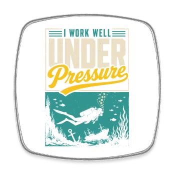 Diver Under Pressure Diving Shirt - Square fridge magnet - white - Front