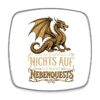 Side Quests Dragon Gamer Shirt - Square fridge magnet - white - Front