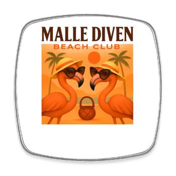 Malle Diven Beach Club Flamingo Mallorca Party - Magnet carré - blanc - Devant
