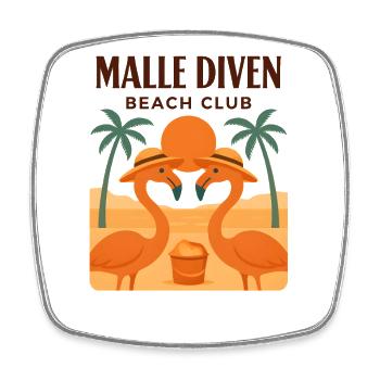 Malle Diven Beach Club Flamingo Mallorca Party - Viereckiger Kühlschrankmagnet - Weiß - Vorne