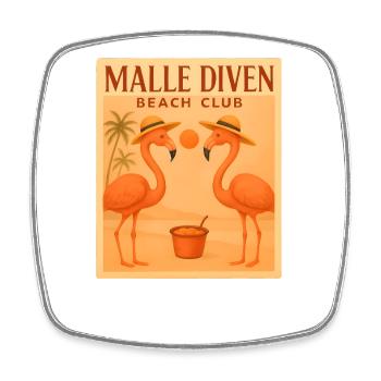 Malle Diven Beach Club Flamingo Mallorca Party - Square fridge magnet - white - Front