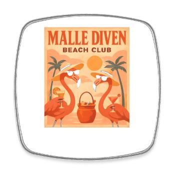 Malle Diven Beach Club Flamingo Mallorca Party - Magnet carré - blanc - Devant