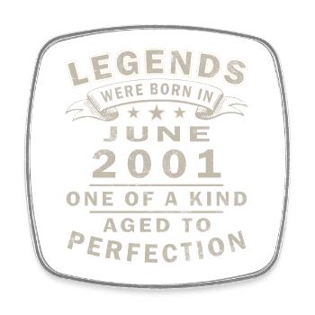 25th Birthday Gift Legend June Vintage 2001 - Square fridge magnet - white - Front