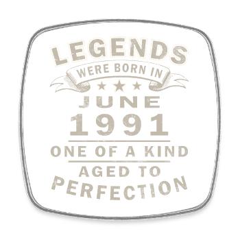35. Geburtstag Geschenk Mann Oldtimer Juni 1991 - Viereckiger Kühlschrankmagnet - Weiß - Vorne