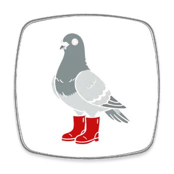 Dove in red boots - Square fridge magnet - white - Front