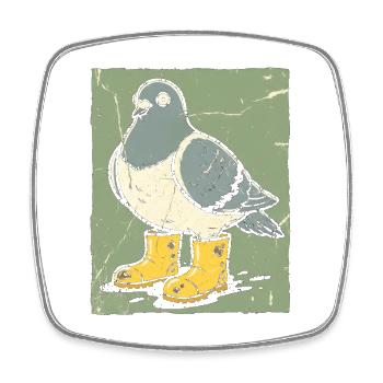 Dove with yellow boots - Square fridge magnet - white - Front
