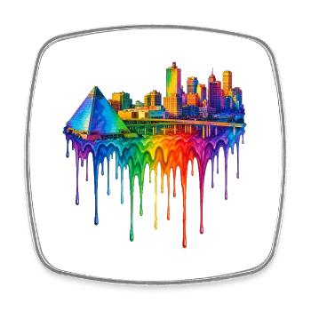 Memphis Tennessee Tropfende Kunst - Viereckiger Kühlschrankmagnet - Weiß - Vorne