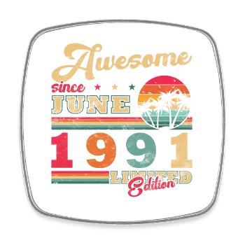 Cadeau du 35e anniversaire Millésime de juin Millésime 1991 - Magnet carré - blanc - Devant