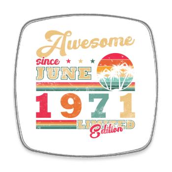 Cadeau du 55e anniversaire Millésime juin 1971 - Magnet carré - blanc - Devant