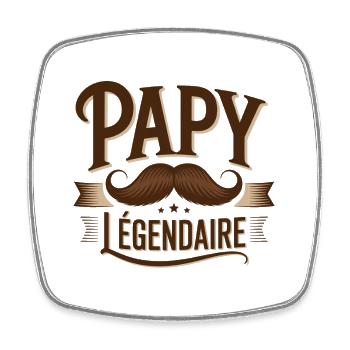 Papy Légendaire Moustache - Magnet carré - blanc - Devant