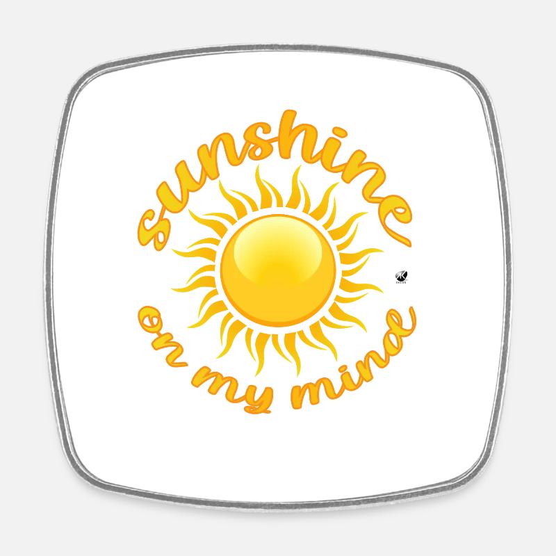 Golden Sun Illustration with Inscription - Square fridge magnet - white