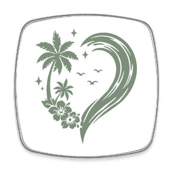 Herz Palme Blumen Ozean Welle - Viereckiger Kühlschrankmagnet - Weiß - Vorne