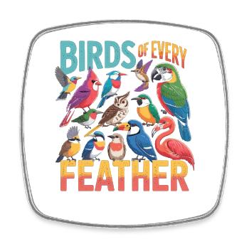 Birds of Every Feather Vogel - Viereckiger Kühlschrankmagnet - Weiß - Vorne