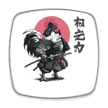 Imprimé d’armure samouraï coq - Magnet carré - blanc - Devant