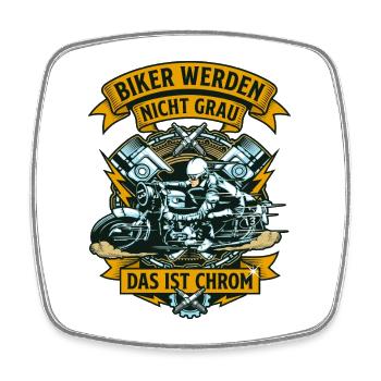 Biker werden nicht grau das ist Chrom Motorrad - Viereckiger Kühlschrankmagnet - Weiß - Vorne