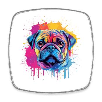 Portrait couleur Splash Carlin - Magnet carré - blanc - Devant