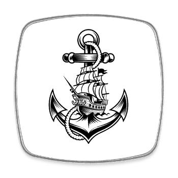 Motif d’ancre maritime avec histoire - Magnet carré - blanc - Devant